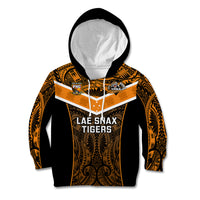 Papua New Guinea Rugby Kid Hoodie Lae Snax Tigers PNG Polynesian Pattern - Wonder Print Shop