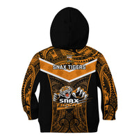 Papua New Guinea Rugby Kid Hoodie Lae Snax Tigers PNG Polynesian Pattern - Wonder Print Shop