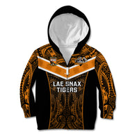 Papua New Guinea Rugby Kid Hoodie Lae Snax Tigers PNG Polynesian Pattern - Wonder Print Shop