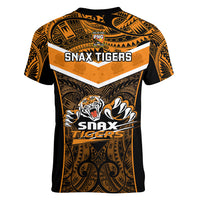 Papua New Guinea Rugby Women V Neck T Shirt Lae Snax Tigers PNG Polynesian Pattern - Wonder Print Shop