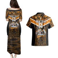 Custom Papua New Guinea Rugby Couples Matching Puletasi Dress and Hawaiian Shirt Lae Snax Tigers PNG Polynesian Pattern - Wonder Print Shop