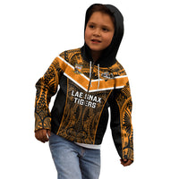 Custom Papua New Guinea Rugby Kid Hoodie Lae Snax Tigers PNG Polynesian Pattern - Wonder Print Shop