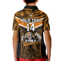 Custom Papua New Guinea Rugby Kid Polo Shirt Lae Snax Tigers PNG Polynesian Pattern - Wonder Print Shop