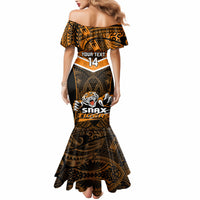 Custom Papua New Guinea Rugby Mermaid Dress Lae Snax Tigers PNG Polynesian Pattern - Wonder Print Shop