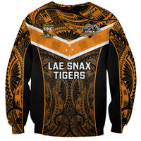 Custom Papua New Guinea Rugby Sweatshirt Lae Snax Tigers PNG Polynesian Pattern - Wonder Print Shop