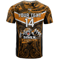 Custom Papua New Guinea Rugby T Shirt Lae Snax Tigers PNG Polynesian Pattern - Wonder Print Shop