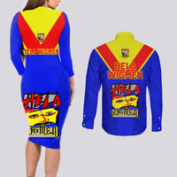 Papua New Guinea Rugby Couples Matching Long Sleeve Bodycon Dress and Long Sleeve Button Shirts Hela Wigmen PNG Polynesian Pattern - Wonder Print Shop