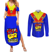 Papua New Guinea Rugby Couples Matching Summer Maxi Dress and Long Sleeve Button Shirts Hela Wigmen PNG Polynesian Pattern - Wonder Print Shop