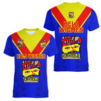 Papua New Guinea Rugby Women V Neck T Shirt Hela Wigmen PNG Polynesian Pattern - Wonder Print Shop