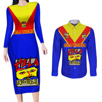 Custom Papua New Guinea Rugby Couples Matching Long Sleeve Bodycon Dress and Long Sleeve Button Shirts Hela Wigmen PNG Polynesian Pattern - Wonder Print Shop