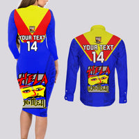 Custom Papua New Guinea Rugby Couples Matching Long Sleeve Bodycon Dress and Long Sleeve Button Shirts Hela Wigmen PNG Polynesian Pattern - Wonder Print Shop