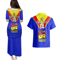 Custom Papua New Guinea Rugby Couples Matching Puletasi Dress and Hawaiian Shirt Hela Wigmen PNG Polynesian Pattern - Wonder Print Shop