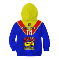 Custom Papua New Guinea Rugby Kid Hoodie Hela Wigmen PNG Polynesian Pattern - Wonder Print Shop