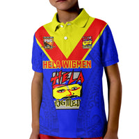 Custom Papua New Guinea Rugby Kid Polo Shirt Hela Wigmen PNG Polynesian Pattern - Wonder Print Shop
