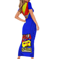 Custom Papua New Guinea Rugby Short Sleeve Bodycon Dress Hela Wigmen PNG Polynesian Pattern - Wonder Print Shop