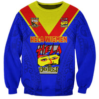 Custom Papua New Guinea Rugby Sweatshirt Hela Wigmen PNG Polynesian Pattern - Wonder Print Shop