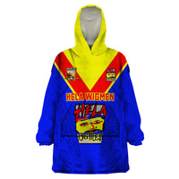 Custom Papua New Guinea Rugby Wearable Blanket Hoodie Hela Wigmen PNG Polynesian Pattern - Wonder Print Shop