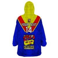 Custom Papua New Guinea Rugby Wearable Blanket Hoodie Hela Wigmen PNG Polynesian Pattern - Wonder Print Shop