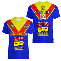Custom Papua New Guinea Rugby Women V Neck T Shirt Hela Wigmen PNG Polynesian Pattern - Wonder Print Shop