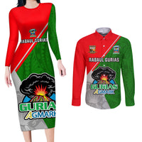Papua New Guinea Rugby Couples Matching Long Sleeve Bodycon Dress and Long Sleeve Button Shirts Rabaul Gurias PNG Polynesian Pattern - Wonder Print Shop