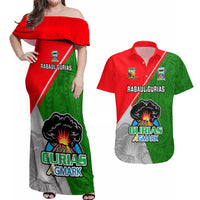 Papua New Guinea Rugby Couples Matching Off Shoulder Maxi Dress and Hawaiian Shirt Rabaul Gurias PNG Polynesian Pattern - Wonder Print Shop