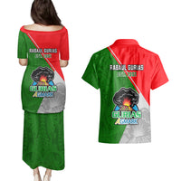 Papua New Guinea Rugby Couples Matching Puletasi Dress and Hawaiian Shirt Rabaul Gurias PNG Polynesian Pattern - Wonder Print Shop