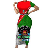 Papua New Guinea Rugby Short Sleeve Bodycon Dress Rabaul Gurias PNG Polynesian Pattern - Wonder Print Shop