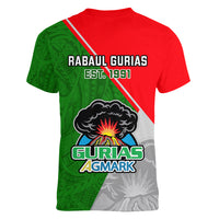 Papua New Guinea Rugby Women V Neck T Shirt Rabaul Gurias PNG Polynesian Pattern - Wonder Print Shop