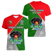 Papua New Guinea Rugby Women V Neck T Shirt Rabaul Gurias PNG Polynesian Pattern - Wonder Print Shop