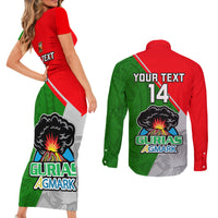 Custom Papua New Guinea Rugby Couples Matching Short Sleeve Bodycon Dress and Long Sleeve Button Shirts Rabaul Gurias PNG Polynesian Pattern - Wonder Print Shop