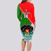 Custom Papua New Guinea Rugby Long Sleeve Bodycon Dress Rabaul Gurias PNG Polynesian Pattern - Wonder Print Shop