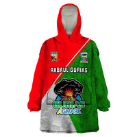 Custom Papua New Guinea Rugby Wearable Blanket Hoodie Rabaul Gurias PNG Polynesian Pattern - Wonder Print Shop