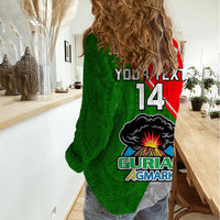 Custom Papua New Guinea Rugby Women Casual Shirt Rabaul Gurias PNG Polynesian Pattern - Wonder Print Shop