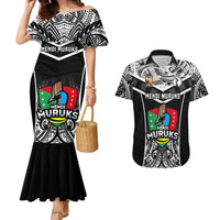 Papua New Guinea Rugby Couples Matching Mermaid Dress And Hawaiian Shirt Mendi Muruks PNG Polynesian Pattern - Wonder Print Shop