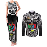 Custom Papua New Guinea Rugby Couples Matching Tank Maxi Dress and Long Sleeve Button Shirts Mendi Muruks PNG Polynesian Pattern - Wonder Print Shop