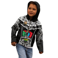 Custom Papua New Guinea Rugby Kid Hoodie Mendi Muruks PNG Polynesian Pattern - Wonder Print Shop