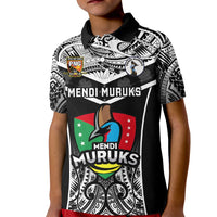 Custom Papua New Guinea Rugby Kid Polo Shirt Mendi Muruks PNG Polynesian Pattern - Wonder Print Shop