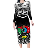 Custom Papua New Guinea Rugby Long Sleeve Bodycon Dress Mendi Muruks PNG Polynesian Pattern - Wonder Print Shop