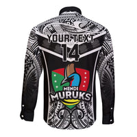 Custom Papua New Guinea Rugby Long Sleeve Button Shirt Mendi Muruks PNG Polynesian Pattern - Wonder Print Shop