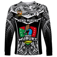 Custom Papua New Guinea Rugby Long Sleeve Shirt Mendi Muruks PNG Polynesian Pattern - Wonder Print Shop