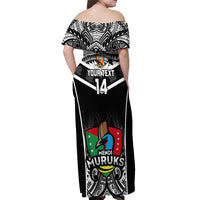 Custom Papua New Guinea Rugby Off Shoulder Maxi Dress Mendi Muruks PNG Polynesian Pattern - Wonder Print Shop