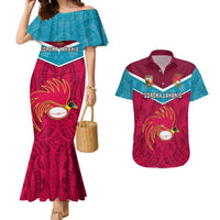 Papua New Guinea Rugby Couples Matching Mermaid Dress And Hawaiian Shirt Goroka Lahanis PNG Polynesian Pattern - Wonder Print Shop