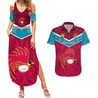 Papua New Guinea Rugby Couples Matching Summer Maxi Dress and Hawaiian Shirt Goroka Lahanis PNG Polynesian Pattern - Wonder Print Shop