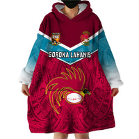 Papua New Guinea Rugby Wearable Blanket Hoodie Goroka Lahanis PNG Polynesian Pattern - Wonder Print Shop
