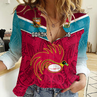 Papua New Guinea Rugby Women Casual Shirt Goroka Lahanis PNG Polynesian Pattern - Wonder Print Shop
