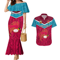 Custom Papua New Guinea Rugby Couples Matching Mermaid Dress And Hawaiian Shirt Goroka Lahanis PNG Polynesian Pattern - Wonder Print Shop