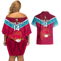 Custom Papua New Guinea Rugby Couples Matching Off Shoulder Short Dress and Hawaiian Shirt Goroka Lahanis PNG Polynesian Pattern - Wonder Print Shop