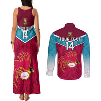 Custom Papua New Guinea Rugby Couples Matching Tank Maxi Dress and Long Sleeve Button Shirts Goroka Lahanis PNG Polynesian Pattern - Wonder Print Shop