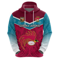 Custom Papua New Guinea Rugby Hoodie Goroka Lahanis PNG Polynesian Pattern - Wonder Print Shop