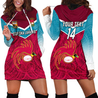 Custom Papua New Guinea Rugby Hoodie Dress Goroka Lahanis PNG Polynesian Pattern - Wonder Print Shop